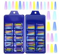 2 Boîtes Faux Ongles Longs en Abs, Bleus, pour Manucure Maison | Décoration de Manucure, Pose Complète, Forme Allongée, Usage Nail Art, pour Artistes et Amateurs DIY Couleur Aléatoire