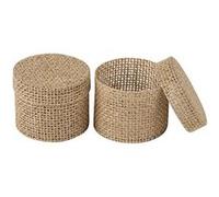 2 boites jute ronde couvercle 4.5-5.5cm nature - arty fetes factory 96115