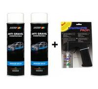 2 Bombes de peinture anti gravillons blanc Motip avec pistolet pour bombe aérosol Blanc G