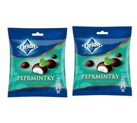 2 bonbons au goût menthe poivrée chocolat foncé. 2 x 100 g