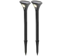2 bornes lumineuses solaires avec capteur de mouvement - blanc chaud [Lunartec]