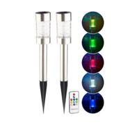 2 bornes solaires à LED RVB télécommandées "Style" Lunartec