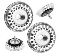 2 Bouchon Evier Cuisine 80mm INOX, Crépine D'évier Universelle, Bouchons de Crépine D'évier en Acier Inoxydable, Panier à Tamis pour Salle Bain, Remplacement des Bouchons de Vidange