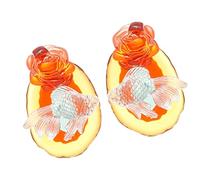2 Boucles d ' oreilles en forme de poisson en or rose, bijoux en résine fabriqués à la main, oreilles sensibles, accessoires de fête, boucles d ' oreilles florales flottantes élégantes en résine lisse