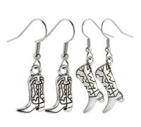 2 Boucles d'oreilles Cowboy Femme - Accessoires Bottes de Cowgirl Western - Métal, Métal