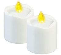 2 bougies avec LED effet flamme - coloris blanc Pearl