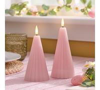 Lights4fun TruGlow Lot de 2 bougies piliers LED avec télécommande Rose pâle