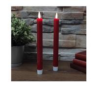 2 Bougies LED type chandelle, Rouge en cire, avec une flamme 3D pour décoration de table, Noel, soirée