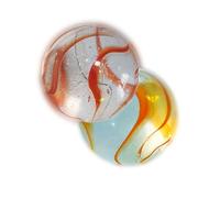 2 Boulards Billes Tornade - Billes en Verre 35 mm Rouge et Orange