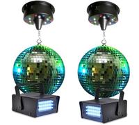 2 Boules à facettes 20cm + moteurs 18 LED + 2 Mini strobe Lytor