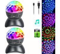2 boules à facettes LED, lumière de fête, haut-parleur Bluetooth RGB, lumière de discothèque, 7 effets lumineux rechargeables, éclairage de scène, lumière de pub, bal, fête