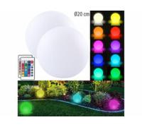 2 boules lumineuses sans fil télécommandées avec LED RVBB - Ø 20 cm [Lunartec]