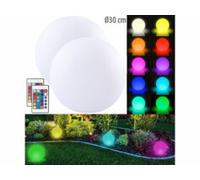 2 boules lumineuses sans fil télécommandées avec LED RVBB - Ø 30 cm Lunartec