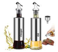 2 Bouteilles distributeur huile/vinaigre 300 ml, verre et inox, pour cuisine