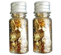 2 bouteilles flocons dorés pour clous, flocons en or métalliques paillettes en papier d'aluminium en papier d'or de la manucure de masque, feuille en métal, feuille en métal