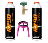 2 bouteilles R290 370 g pour recharge Réfrigérateur + robinet sortie 1/4" M