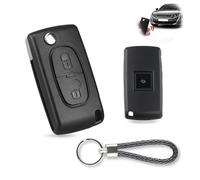 2 Boutons Coque Clé Compatible CE0536 clé à Rabat Pliable pour Peugeot 207 307 308 407 408 3008 5008, Adapté aux Lames HU83 ou VA2 pour modèles de véhicules avec clé Rabattable