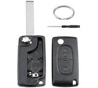 2 Boutons Coque de E0536 HU83 pour Citroen C2 C3 C4 C5 C6 C8 Picasso Xsara pour Peugeot 206 207 307 307S 308 407 408 607 - Boîtier de Remplacement Télécommande avec Support de Batterie, Fent