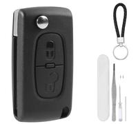 2 Boutons Coque de Clé Voiture CE0536 VA2 Compatible avec C2-C8 Xsara | Télécommande Boîtier de Clef à Pliable avec Support de Batterie Compatible avec Peugeot 207 307 308 407 408 607