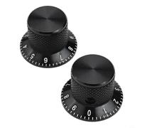 2 boutons de potentiomètre en aluminium conçus pour des arbres de 6 mm, noyau solide pour un réglage précis du volume et de la tonalité (noir)