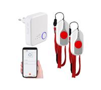 2 boutons SOS connectés pour séniors avec récepteur secteur