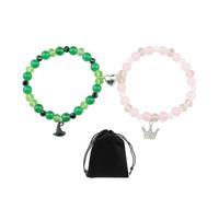 2 Bracelets Perlés, 1 Morceau De Sac De Bijoux Noir, Bracelet en Cristal Simple, Bracelet De Couple Magnétique, Bijoux De Mode Créatif, Bracelet D'Amitié.
