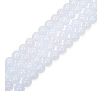 2 brins d'agate blanche naturelle de guérison 3A - Translucide de 4 mm - Petites perles rondes en vrac (180 à 190 pièces au total) pour la fabrication de bijoux U101-4