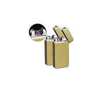 : 2 briquets électroniques USB à double arc électrique - Doré