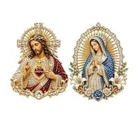 2 Broche Jésus, Corsage De Robe De La Vierge Marie, Broche Religieuse, Épinglette Catholique En Métal, Épingles Chrétiennes, Ornement Inspirant Pour Costumes, Chemises, Robes, Sacs À Dos