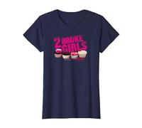 2 Broke Girls Cupcakes T-Shirt, Femme, Bleu Marine, M