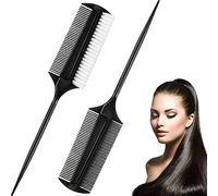 2 Brosses Lissantes pour Queues de Cheval Brosse à Taquiner de Bords Brosse à Cheveux Queue de Cheval Élégante Brosse à Cheveux Coiffure de Séparation à Sectionner Peigne Double Face, Noir