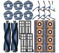 2 Brosses Principales, 6 Chiffons De Nettoyage, 6 Brosses Latérales, 4 Filtres, 8 Sacs À Poussière, 1 Outil De Nettoyage, 1 Tournevis, Compatible Avec Eufy Et X10 Pro Omni