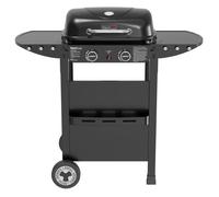 Royal Gourmet 2 Brûleurs Barbecue Gaz sur Chariot, 2 en 1 Plaque et Grille Combinés avec Tables Latérales Pliables et Couvercle, Puissance 5kW, Adapté pour Jardin et Camping, Noir