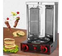 2 Burner Barbecue Vertical À Gaz Shawarma, Kebab Grill, Broche, Ensembles Grils Taille Familiale Avec Broches Rotatives, 3000 W(Silver)