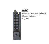 2 butoirs de type B, bois avec rail, 62 mm, 2 2/16 - KATO 20-047 - N 1/160