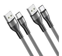 2 Câble USB-C Charge Rapide 3A pour Redmi Note 12 4G/5G Note 12 Pro Plus Note 11 11S 11 Pro 10 - Nylon Slim 1M Gris - E.F.Connection