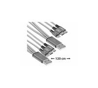 Callstel 2 câbles de chargement 3 en 1 Micro-USB / USB-C / Lightning - 120 cm
