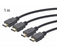 2 câbles HDMI High-Speed pour 4K, 3D & Full HD, HEC, noir, 1 m Auvisio