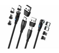 2 Câbles Magnétiques Usb-C / Usb-A Vers Usb-C / Lightning Avec 4 Connecteurs