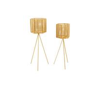 2 Cache-Pots Sur Pieds En Métal Mesh - Jaune Jaune