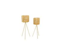 - 2 Cache-pots sur pieds en métal Mesh - Jaune - Mesh