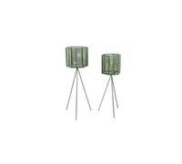 - 2 Cache-pots sur pieds en métal Mesh - Vert - Mesh