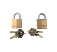 Master Lock Lot de 2 cadenas laiton 30 mm pour cave, malle, vestiaire – Serrure à clé Or