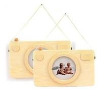2 cadres photo en bois - Appareil photo Polaroïd 20 x 12 cm Beige