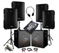 2 Caissons 800w - 2 Enceintes 700w - 1 Table de Mixage IBIZA DJM150USB-BT - 2 Pieds
