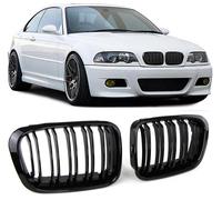 2 calandre double lame noir brillant BMW série 3 E46 coupé phase 1 1999-03/2003