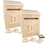2 calendriers de l'Avent boîte aux lettres en bois 28 cm - Artemio Beige