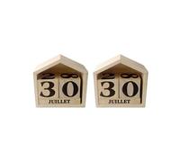 2 calendriers perpétuels en bois maisonnette 7 x 8 x 3,4 cm
