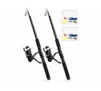 2 cannes à pêche téléscopiques 150 cm avec 27 accessoires Speeron