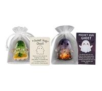 2 Cartes Câlins Poche D'Halloween, Adorable Fantômes Confort Poche Avec Carte D'encouragement, Cadeau Inspirant Pour Renforcement L'amitié, Petit Souvenir Décoratif, Jeton Soutien Émotionnel